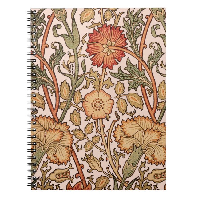 William Morris Pink Rose Flower Wallpaper Pattern Notebook (Front)