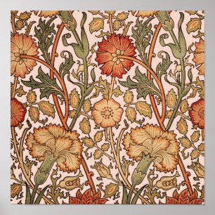 William Morris Pink Rose Flower Wallpaper Pattern Poster