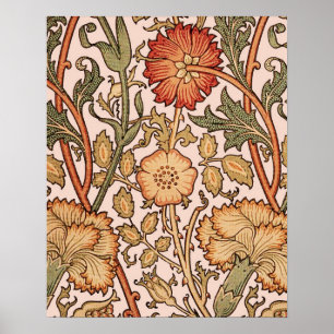 William Morris Pink Rose Flower Wallpaper Pattern Poster