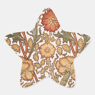 William Morris Pink Rose Flower Wallpaper Pattern Star Sticker
