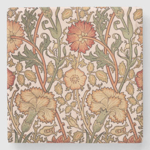 William Morris Pink Rose Flower Wallpaper Pattern Stone Coaster