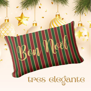 William Morris Poinsettia Bon Noël Personalized Lumbar Pillow