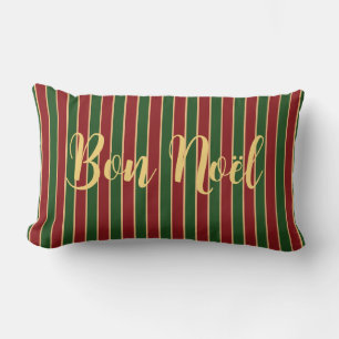 William Morris Poinsettia Bon Noël Personalized Lumbar Pillow