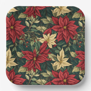 William Morris Poinsettia Holiday Paper Plate