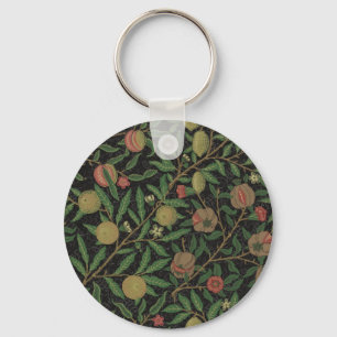 William Morris Pomegranate Black Floral Design Keychain