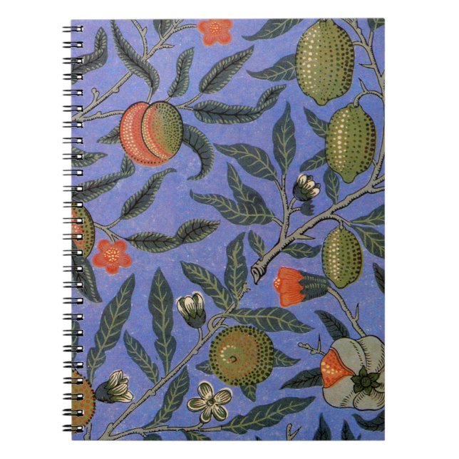 William Morris Pomegranate Blue Colorful Wallpaper Notebook (Front)