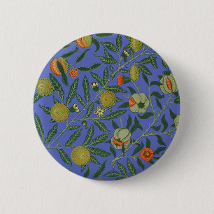 William Morris Pomegranate Blue Colourful Wallpape 2 Inch Round Button