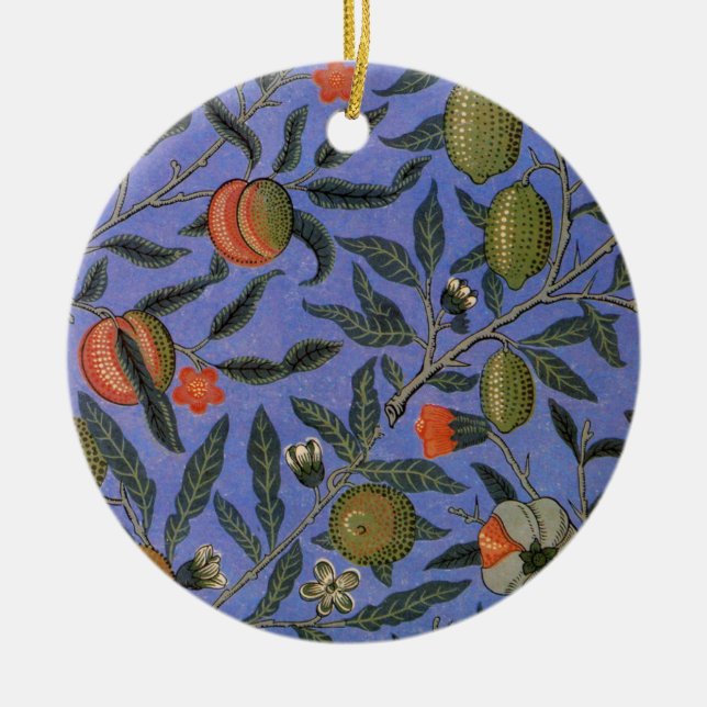 William Morris Pomegranate Blue Colourful Wallpape Ceramic Ornament (Front)