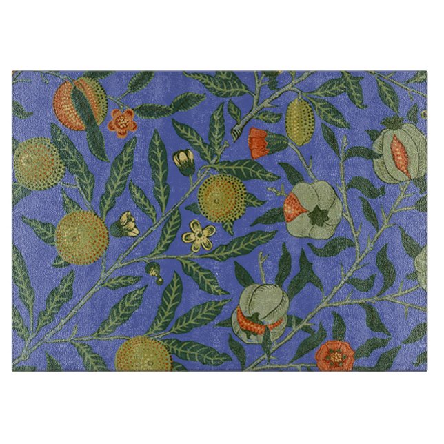 William Morris Pomegranate Blue Colourful Wallpape Cutting Board (Front)