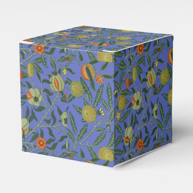 William Morris Pomegranate Blue Colourful Wallpape Favor Box (Front Side)