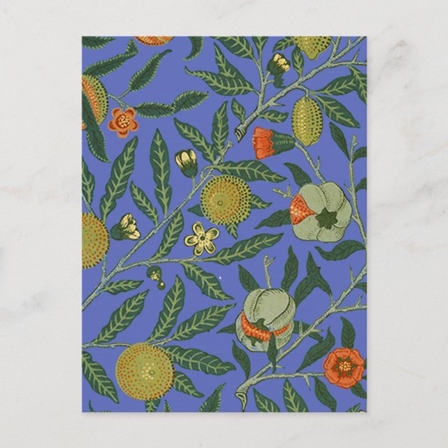 William Morris Pomegranate Blue Colourful Wallpape Postcard (Front)