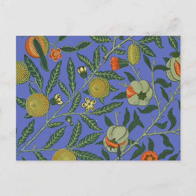 William Morris Pomegranate Blue Colourful Wallpape Postcard (Front)