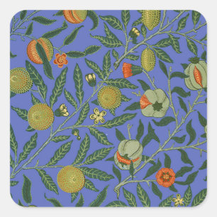 William Morris Pomegranate Blue Colourful Wallpape Square Sticker