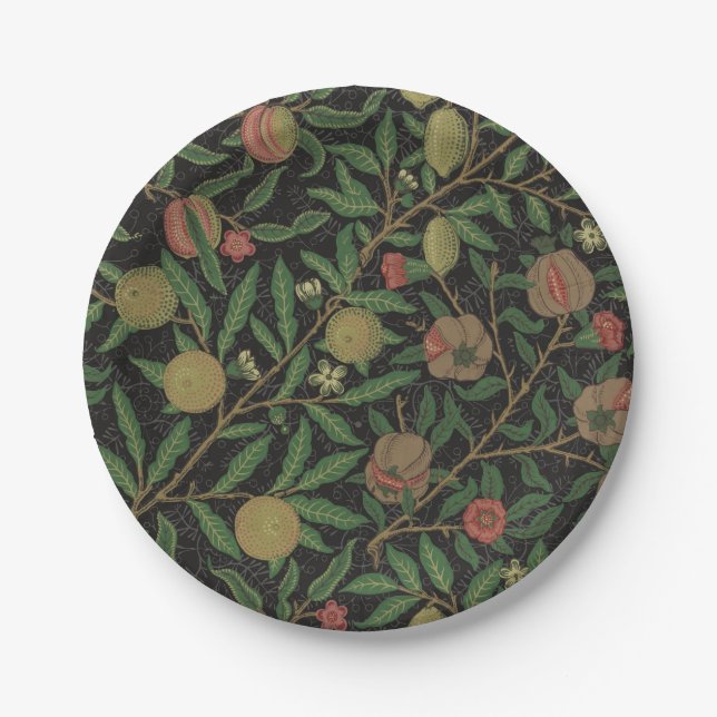 William Morris Pomegranate Classic Fruit Paper Plate (Front)