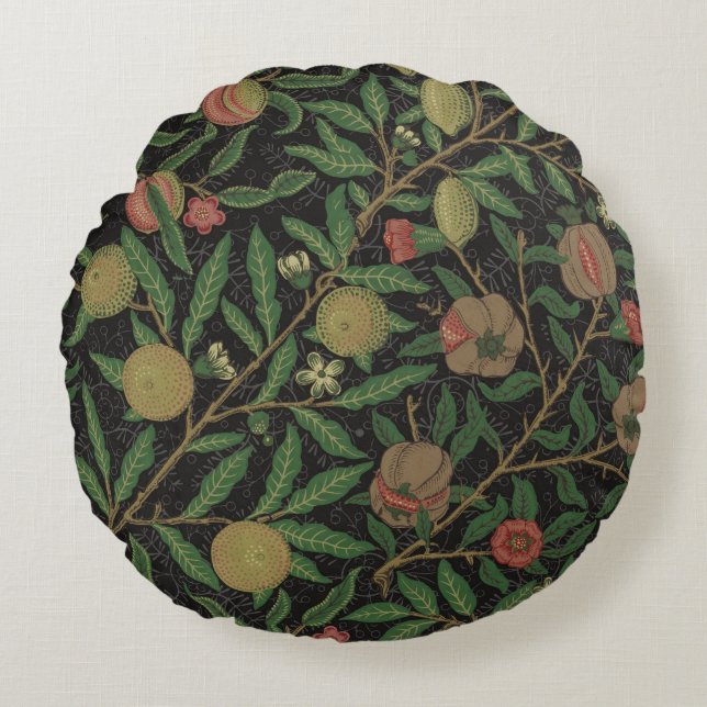 William Morris Pomegranate Classic Fruit Round Pillow (Front)