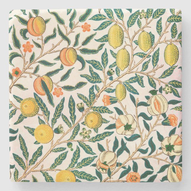 WILLIAM MORRIS "POMEGRANATE" DESIGN STONE COASTER (Front)