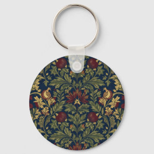 William Morris Pomegranate Floral Navy Pattern Keychain