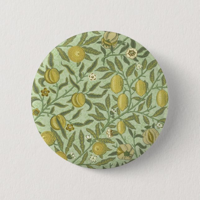 William Morris Pomegranate Fruit Design 2 Inch Round Button (Front)