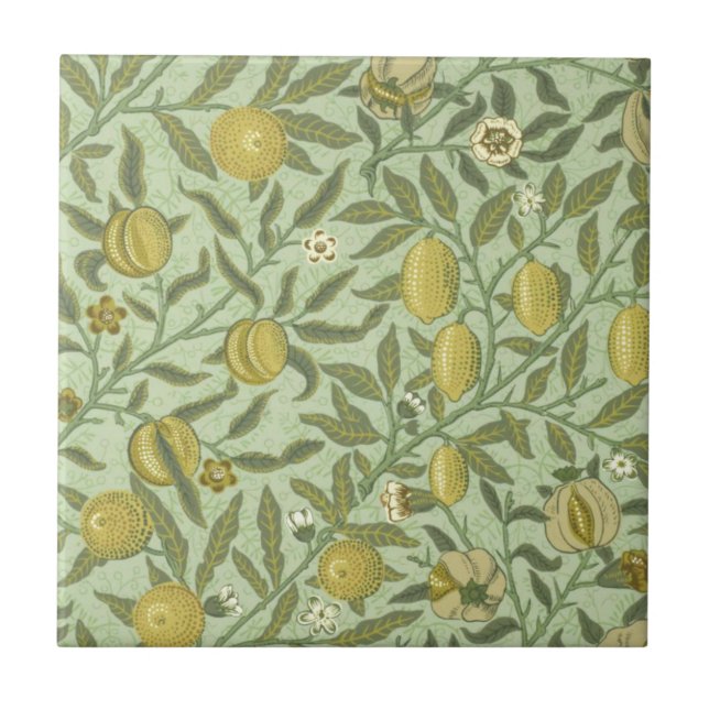 William Morris Pomegranate Fruit Design Tile (Front)