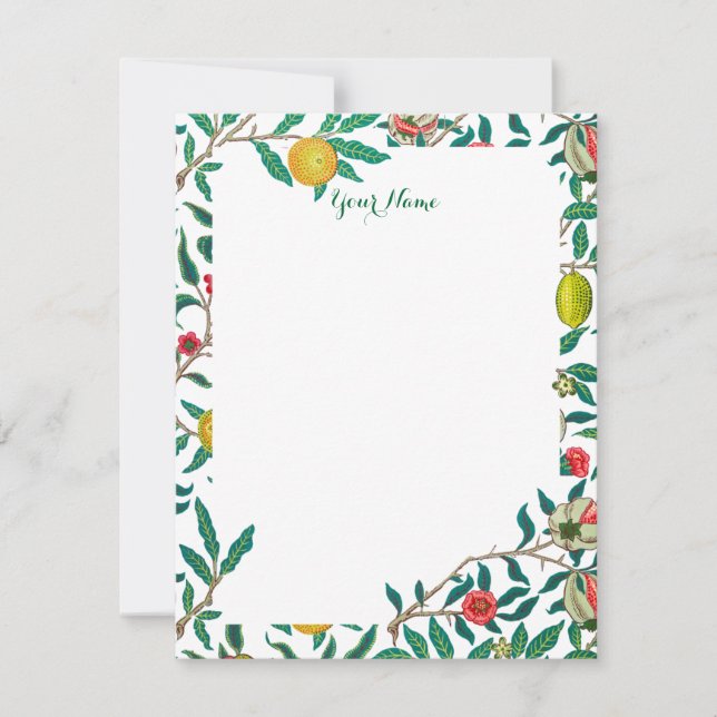 William Morris Pomegranate In Bright White Card (Front)