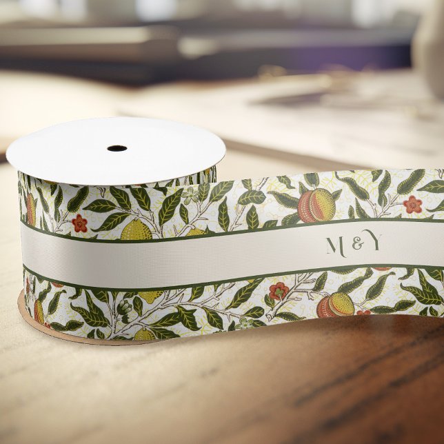 William Morris Pomegranate Lemons Fruits Pattern Satin Ribbon (Creator Uploaded)