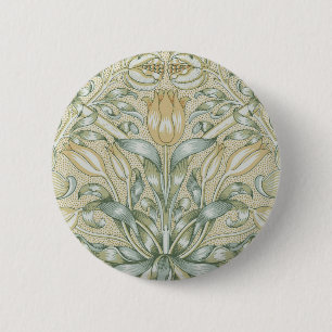 William Morris Pomegranate Pattern Antique Lily  2 Inch Round Button