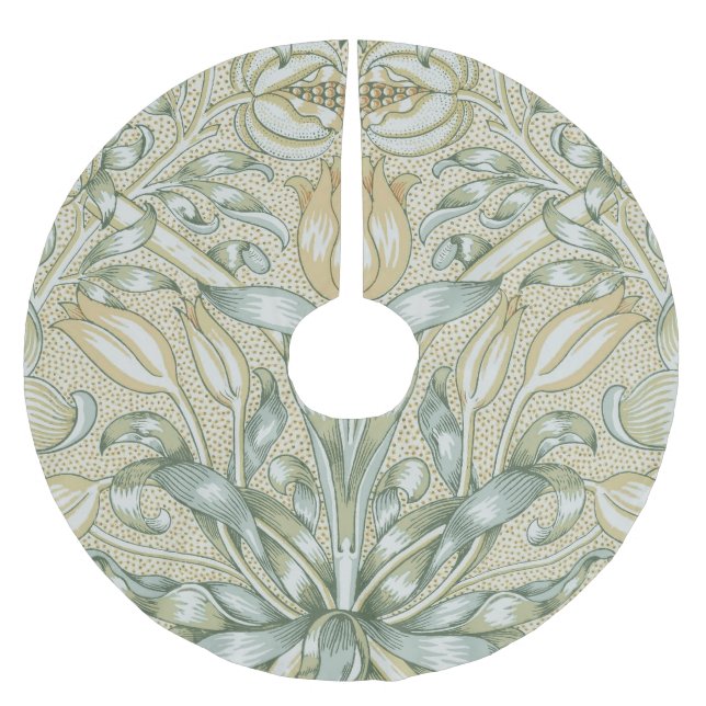 William Morris Pomegranate Pattern Antique Lily  Brushed Polyester Tree Skirt (Front)