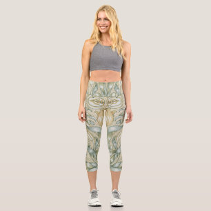 William Morris Pomegranate Pattern Antique Lily Capri Leggings