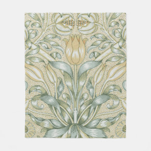 William Morris Pomegranate Pattern Antique Lily Fleece Blanket