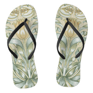 William Morris Pomegranate Pattern Antique Lily  Flip Flops