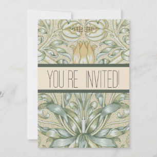 William Morris Pomegranate Pattern Antique Lily  Invitation