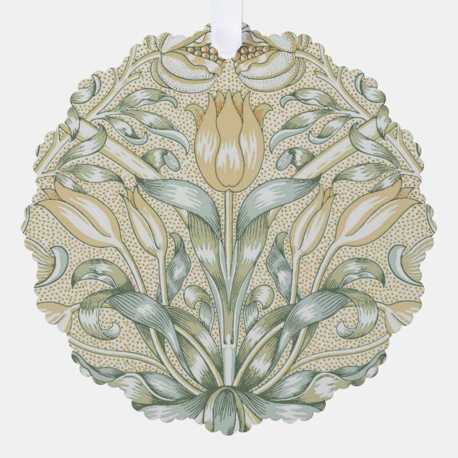 William Morris Pomegranate Pattern Antique Lily  Ornament Card (Front)