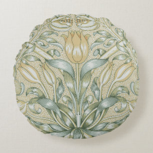 William Morris Pomegranate Pattern Antique Lily  Round Pillow
