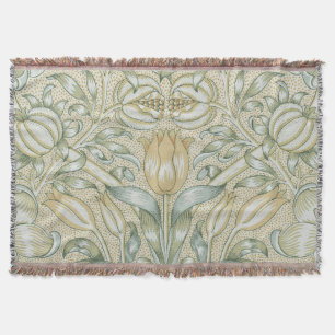 William Morris Pomegranate Pattern Antique Lily Throw Blanket