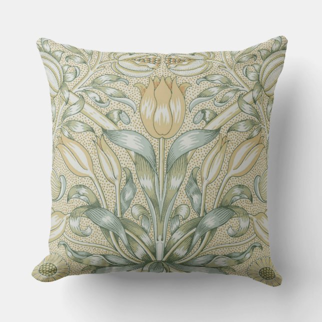 William Morris Pomegranate Pattern Antique Lily  Throw Pillow (Front)
