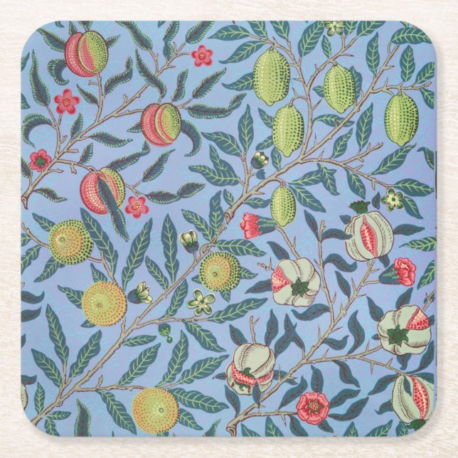 WILLIAM MORRIS "POMEGRANATE" SQUARE PAPER COASTER (Front)