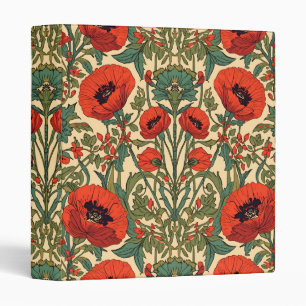 William Morris Poppies Floral Art Nouveau Pattern  Binder
