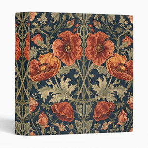 William Morris Poppies Floral Art Nouveau Pattern  Binder