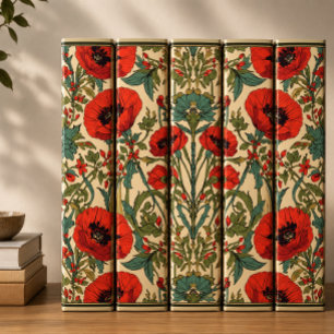 William Morris Poppies Floral Art Nouveau Pattern Binder