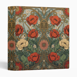 William Morris Poppies Floral Art Nouveau Pattern  Binder