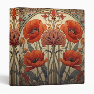 William Morris Poppies Floral Art Nouveau Pattern Binder