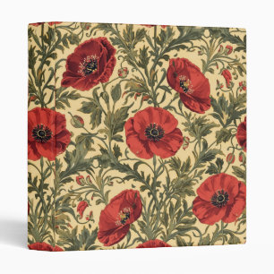 William Morris Poppies Floral Art Nouveau Pattern Binder