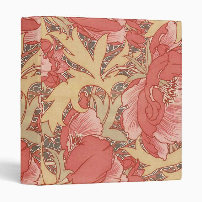 William Morris Poppies Floral Art Nouveau Pattern Binder (Front/Spine)