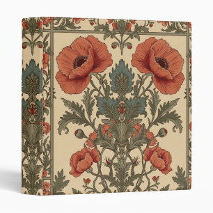 William Morris Poppies Floral Art Nouveau Pattern Binder