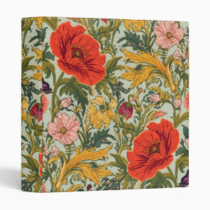 William Morris Poppies Floral Art Nouveau Pattern  Binder