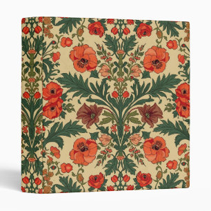 William Morris Poppies Floral Art Nouveau Pattern  Binder