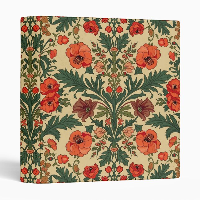 William Morris Poppies Floral Art Nouveau Pattern  Binder (Front/Spine)