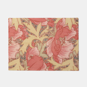 William Morris Poppies Floral Art Nouveau Pattern Doormat