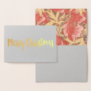 William Morris Poppies Floral Art Nouveau Pattern Foil Card