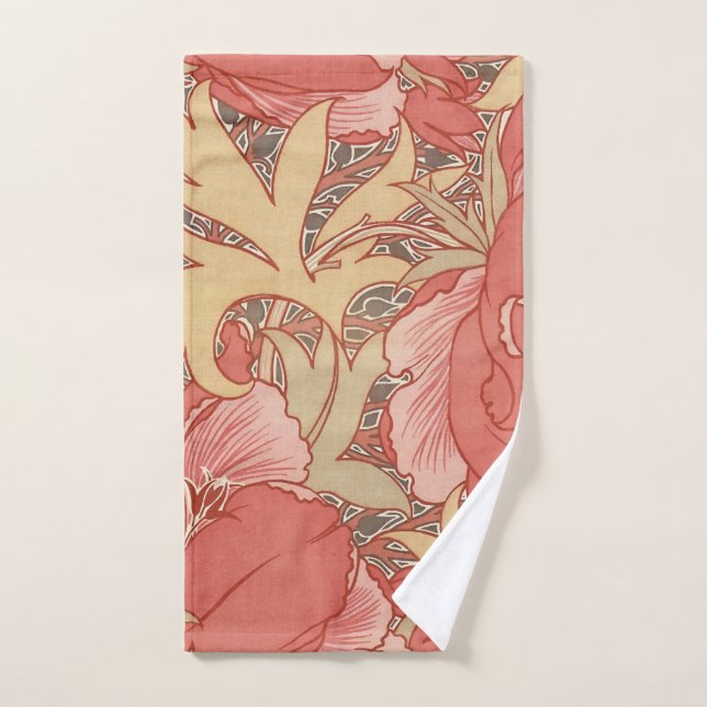 William Morris Poppies Floral Art Nouveau Pattern Hand Towel (Hand Towel)